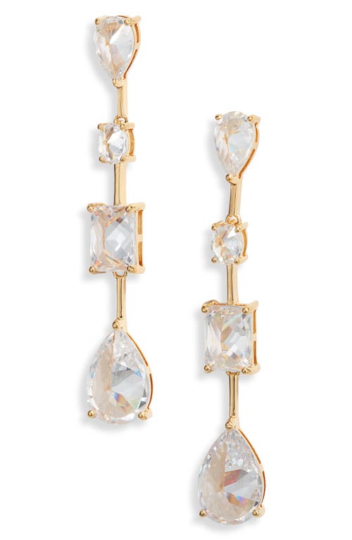 Nordstrom Cubic Zirconia Linear Drop Earrings in Clear- Gold at Nordstrom