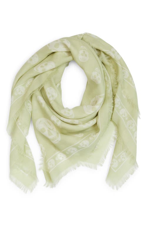 Alexander Mcqueen Classic Skull Wool Scarf In Oyster/ivory