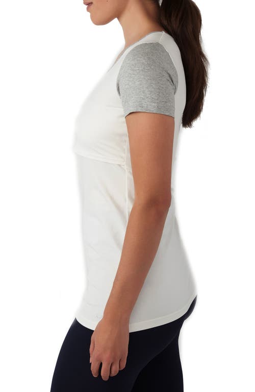 Modern Eternity Maternity/nursing Tee In Eggshell/greymix Melange