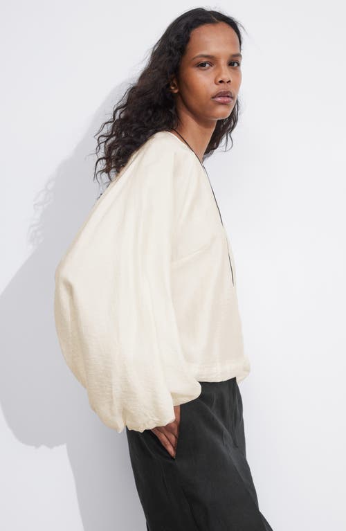 Shop & Other Stories Balloon Sleeve Top In White Dusty Light