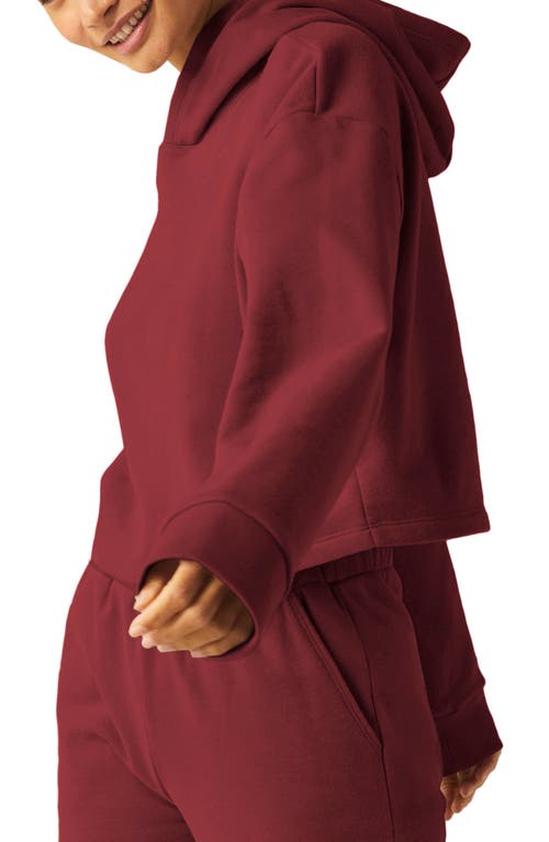 Shop Beyond Yoga Happiness Crop Hoodie In California Merlot