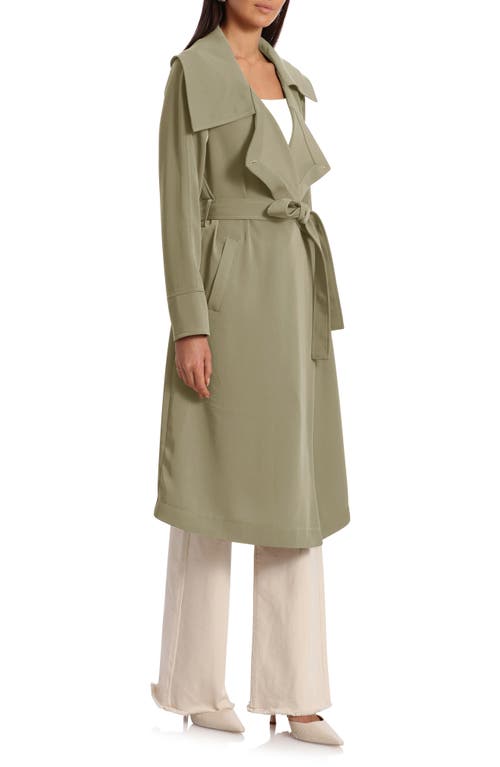 Shop Avec Les Filles Belted Drape Trench Coat In Sage