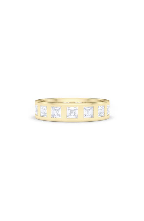 Men's Asscher Cut Lab Created Diamond In the Band Ring in 18K Yellow Gold