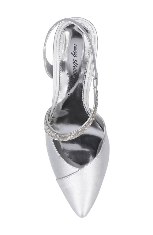 Shop Easy Street Emerald Slingback Pointed Toe Pump In Silver Satin