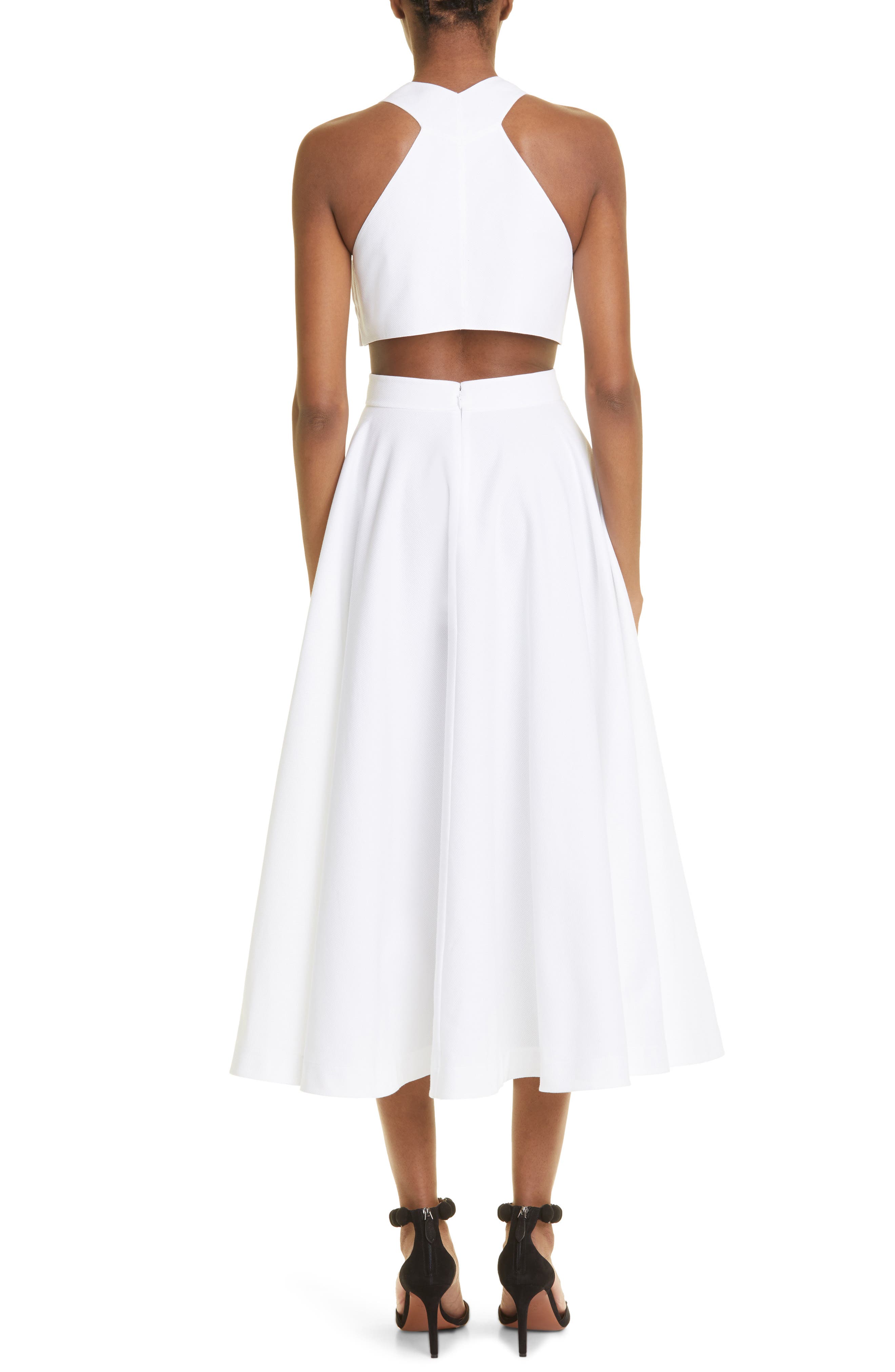 Alaa Halter Neck Cutout Cotton Dress in Blanc | Smart Closet