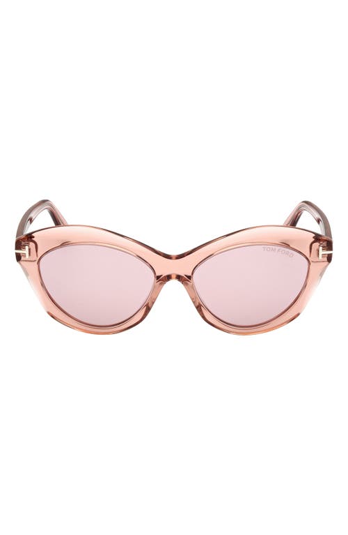 Tom Ford Toni 55mm Oval Sunglasses In Shiny Light Rose/pink Silver