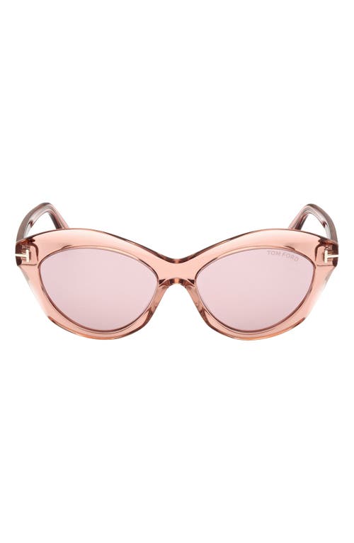 Shop Tom Ford Toni 55mm Oval Sunglasses In Shiny Light Rose/pink Silver