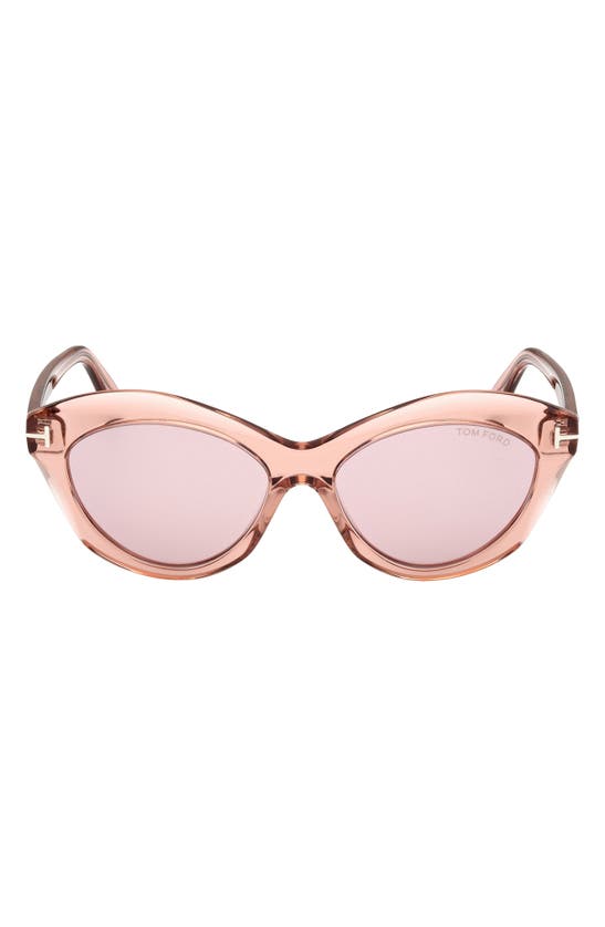 Shop Tom Ford Toni 55mm Oval Sunglasses In Shiny Light Rose / Pink Silver