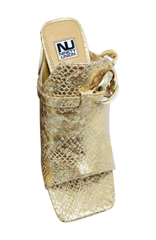 Ninety Union Ryder Open Toe Pump In Gold Snake