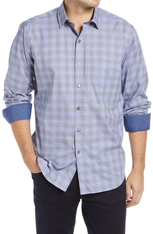 Bugatchi Classic Fit Plaid Button-Up Shirt in Cement 