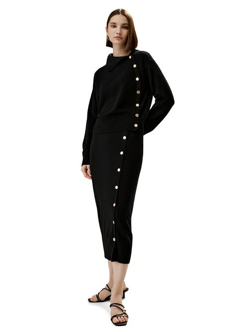 LILYSILK LILYSILK CASHMERE SWEATER WITH ROW OF SIDE BUTTONS 