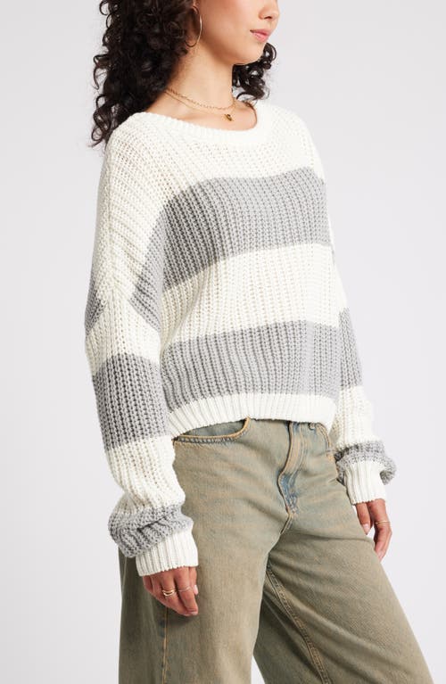 Shop Bp. Relaxed Reversible Sweater In Grey Marl Stripe