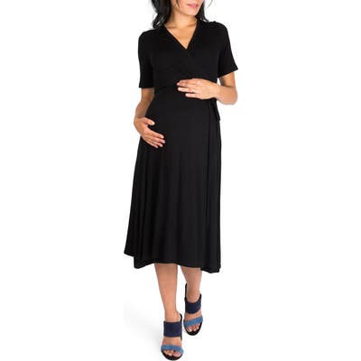 Nom Maternity Maya Wrap Maternity Dress, Black