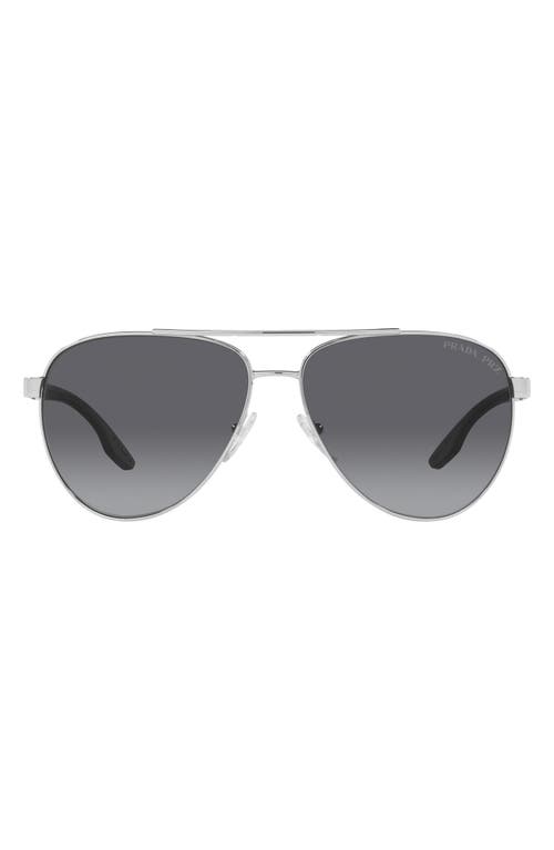 Prada Linea Rossa 61mm Polarized Aviator Sunglasses in Silver at Nordstrom