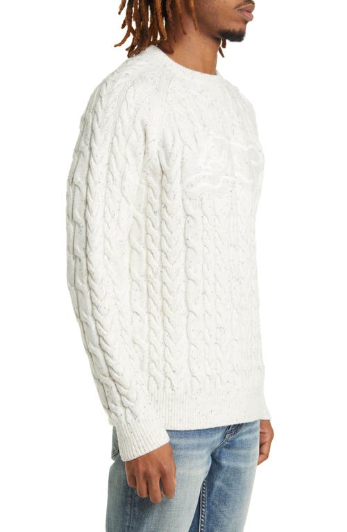 Shop Icecream Sprinkles Cable Crewneck Sweater In Whisper White