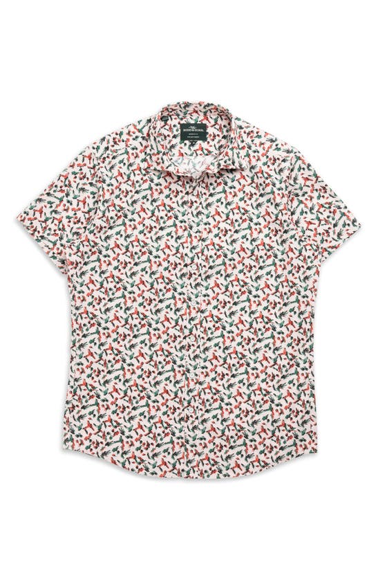 Rodd & Gunn Hillmorton Sports Fit Print Short Sleeve Cotton Button-up Shirt In Dusty Pink