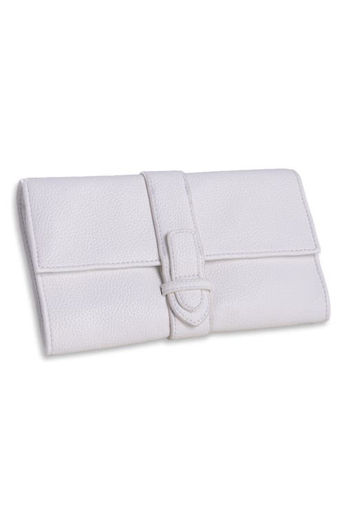 Bey-Berk Leather Jewelry Storage Clutch in White at Nordstrom