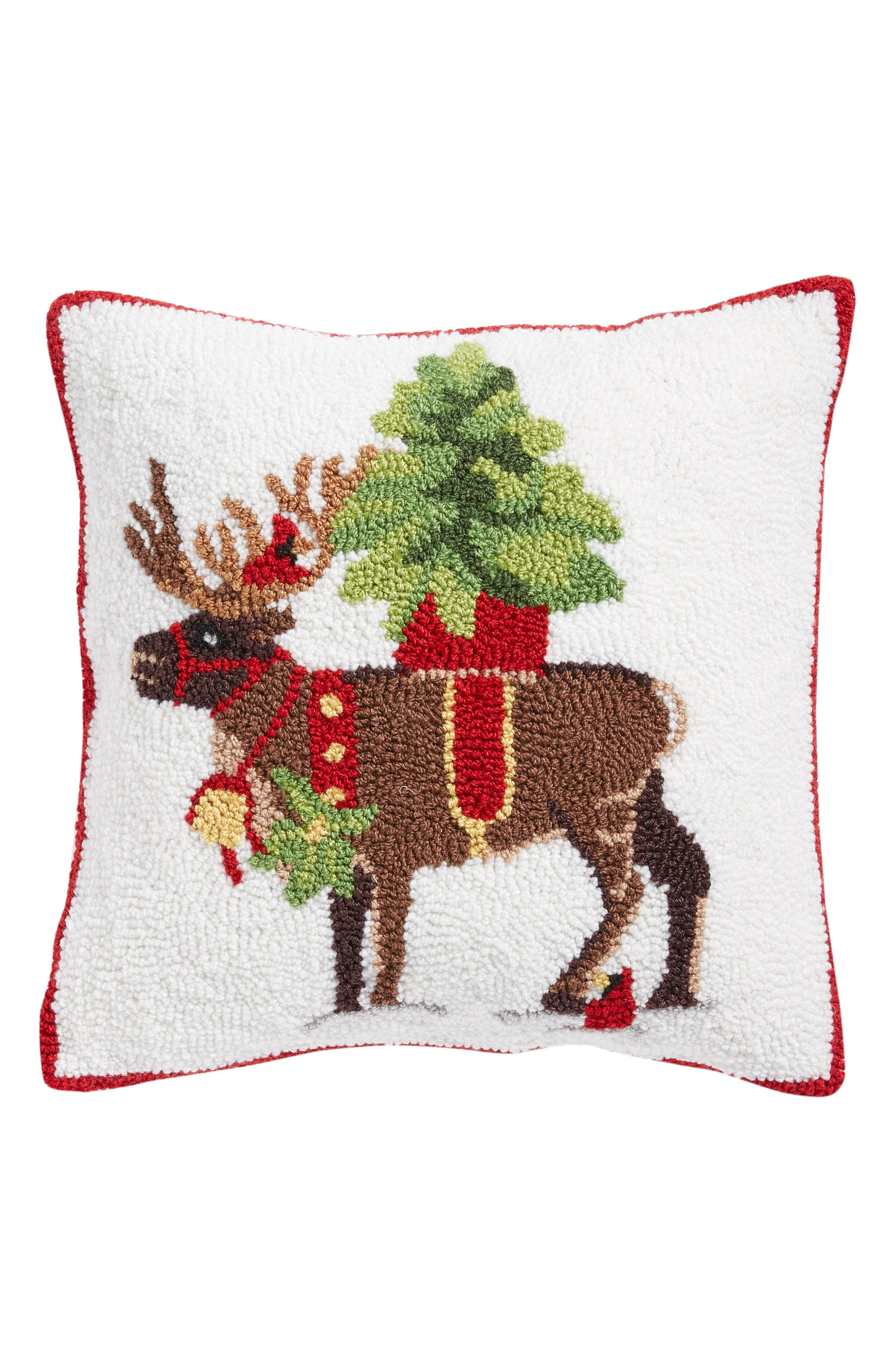 Peking Handicraft Christmas Tree Reindeer Hooked Pillow Nordstrom