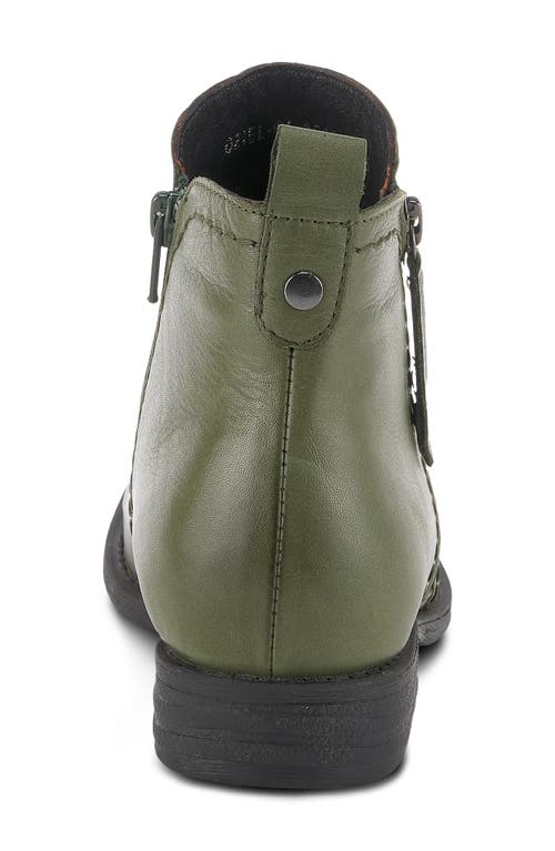 Shop Spring Step Oziel Bootie In Olive Green Leather