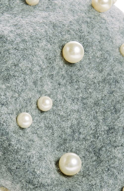 Tasha Imitation Pearl Wool Blend Beret In Grey