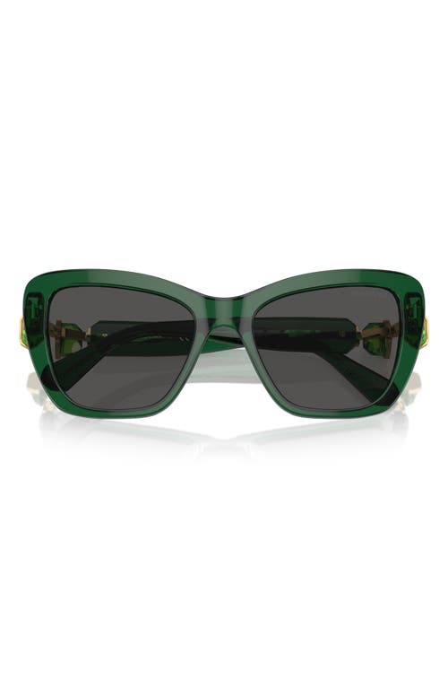 Shop Swarovski 55mm Cat Eye Sunglasses In Dark Green/dark Grey