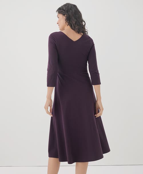 Shop Pact Organic Cotton Fit & Flare Midi Party Dress In Plum