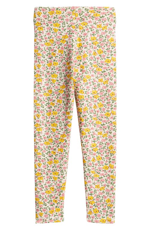 Shop Mini Boden Kids' Fun Floral Print Leggings In Vanilla Pod Vintage Floral