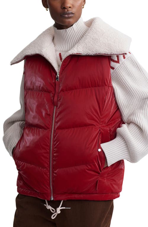 Varley Brock Fleece Lined Puffer Vest In Red Dahlia