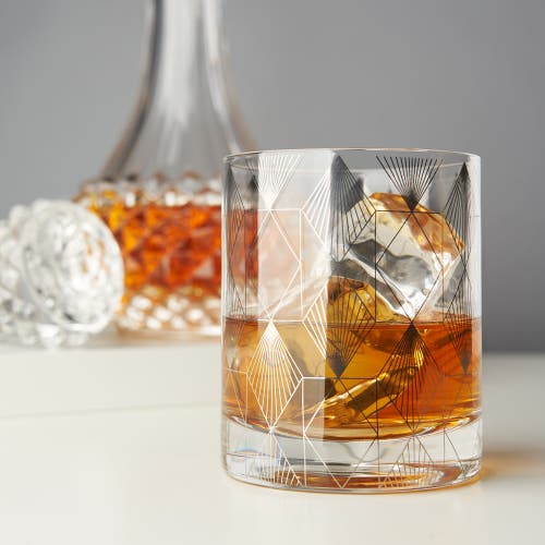 Viski Deco Crystal Tumbler In Clear