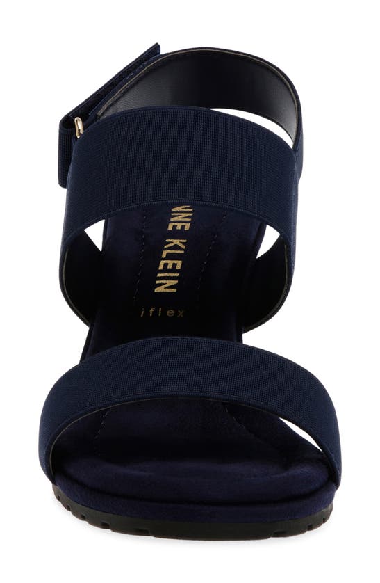 Shop Anne Klein Silvy Wedge Sandal In Navy Elastic