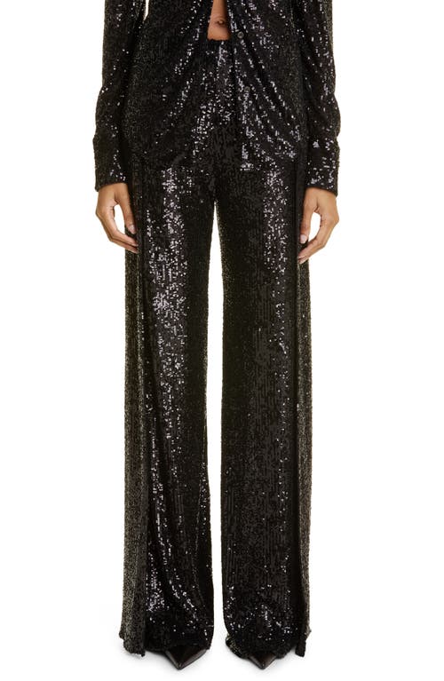 TOM FORD Open Side Sequin Wide Leg Pareo Pants in Black at Nordstrom, Size 6 Us