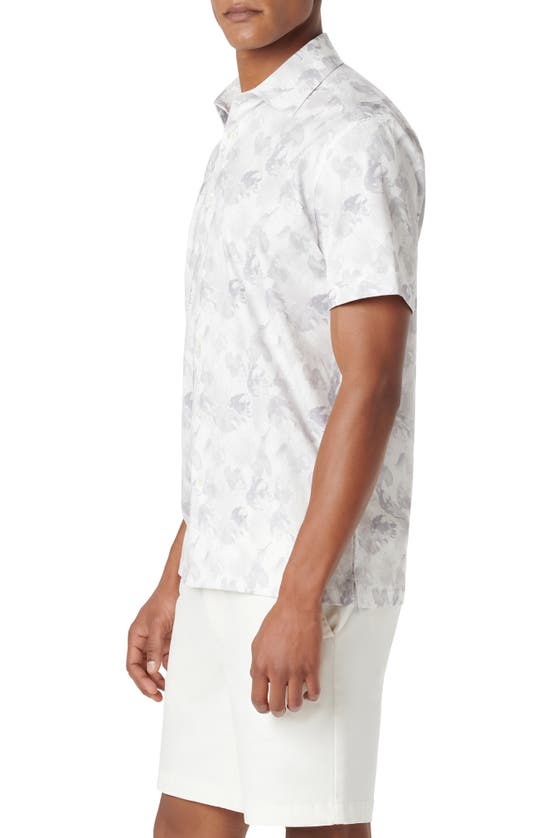 Shop Bugatchi Milo Ooohcotton® Floral Short Sleeve Button-up Shirt In Platinum