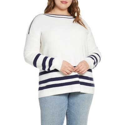 Plus Size Caslon Thermal Stitch Boat Neck Sweater, Ivory