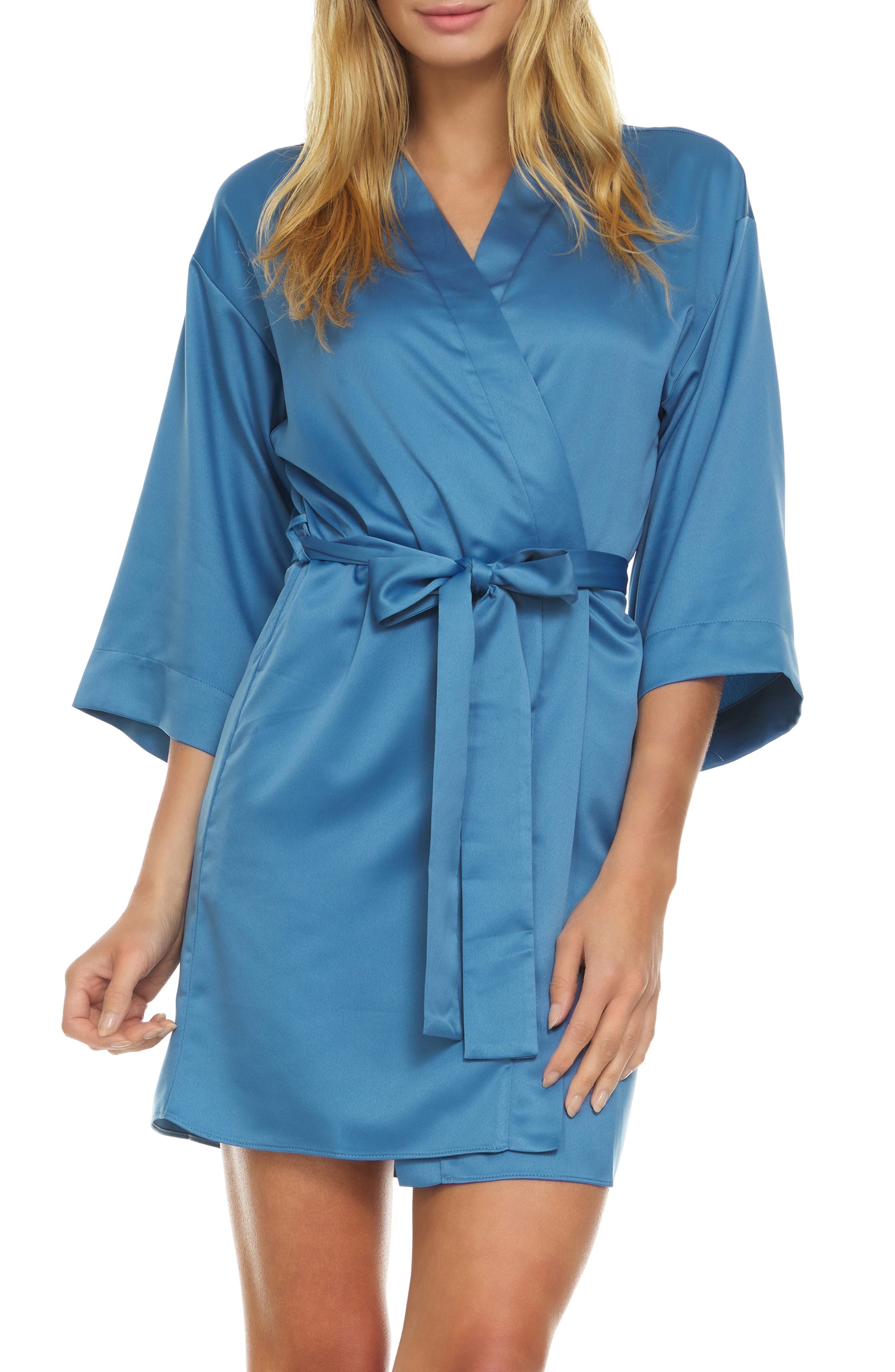 teal satin robe
