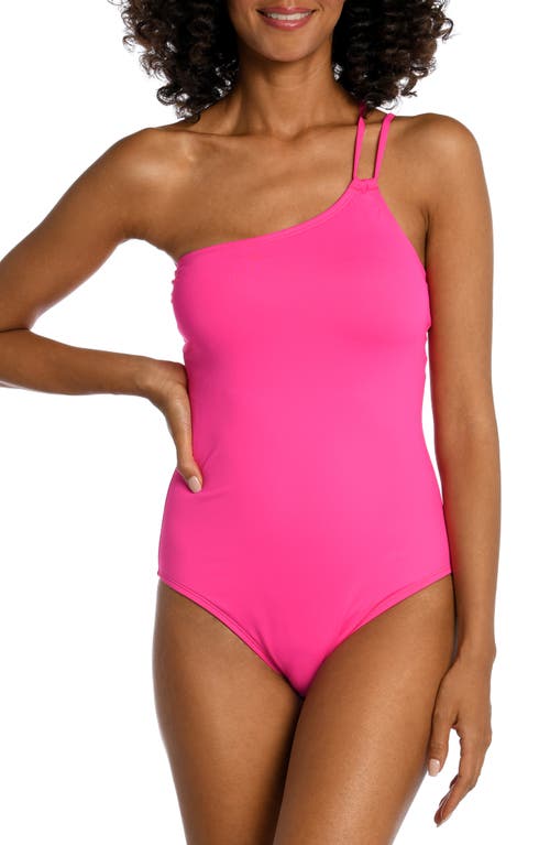 La Blanca Goddess One-Shoulder One-Piece Swimsuit in Pop Pink