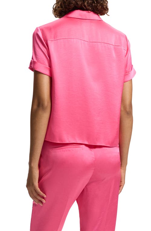 Shop Theory Cuff Sleeve Camp Shirt In Pink Azalea