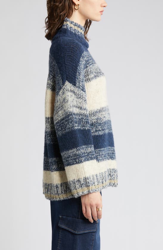 Wit & Wisdom Ombré Stripe Turtleneck Sweater In Navy Multi