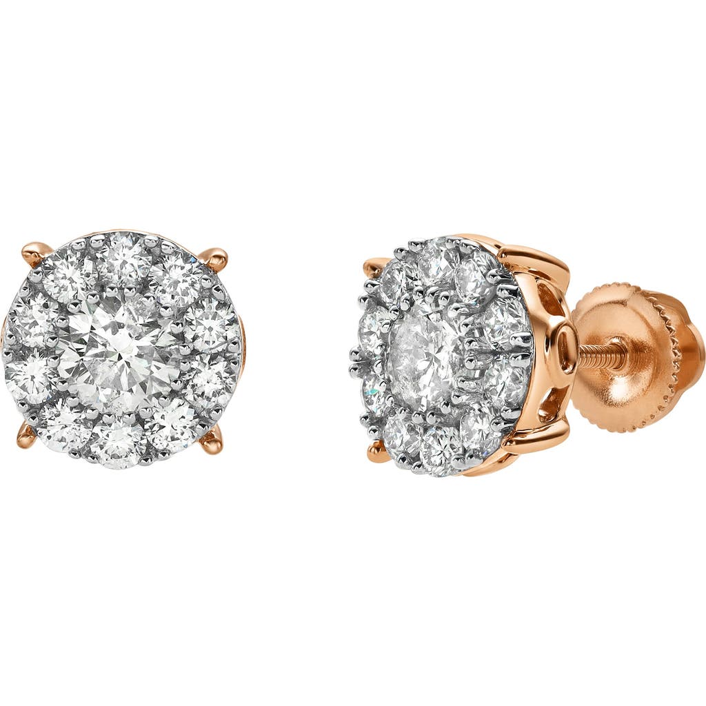 Luvmyjewelry Blazers Prime 14k Gold Diamond Stud Earrings In 14k Rose Gold