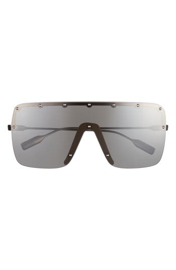 Gucci 99mm Shield Sunglasses In Gold Silver Grey