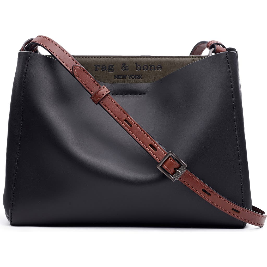 Rag & Bone Passenger Leather Crossbody Bag In Black/olvngt