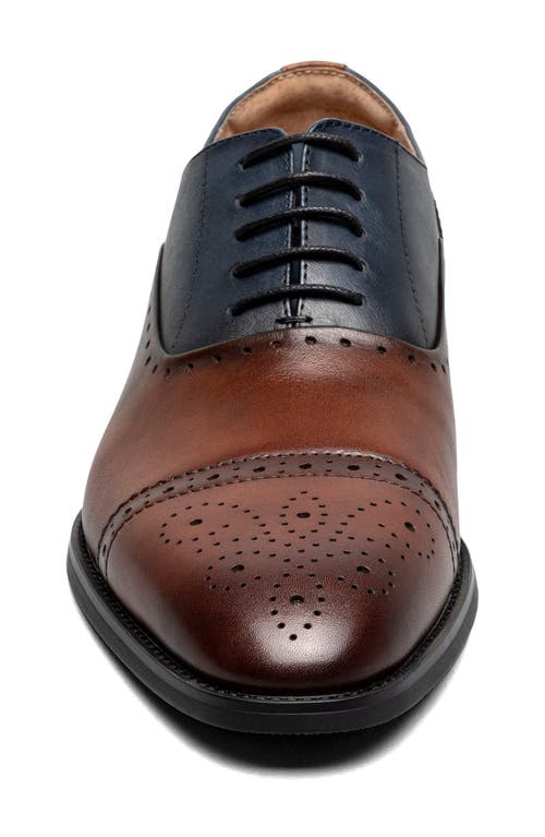 Stacy Adams Reynolds Cap Toe Oxford In Brown/ Navy