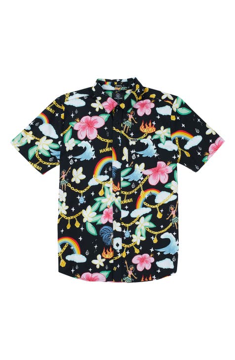 Drew Toonz Floral Short Sleeve Button-Up Shirt