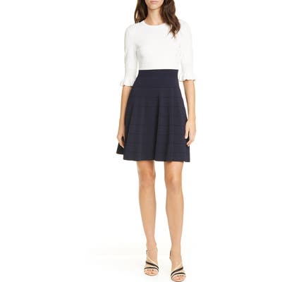 Ted Baker London Lauron Fit & Flare Sweater Dress, (fits like 0-2 US) - Blue