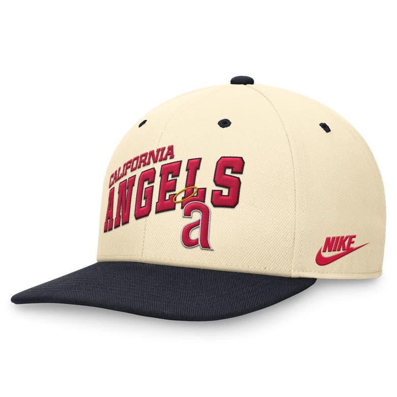 Shop Nike Cream/navy California Angels Rewind Cooperstown Collection Performance Snapback Hat