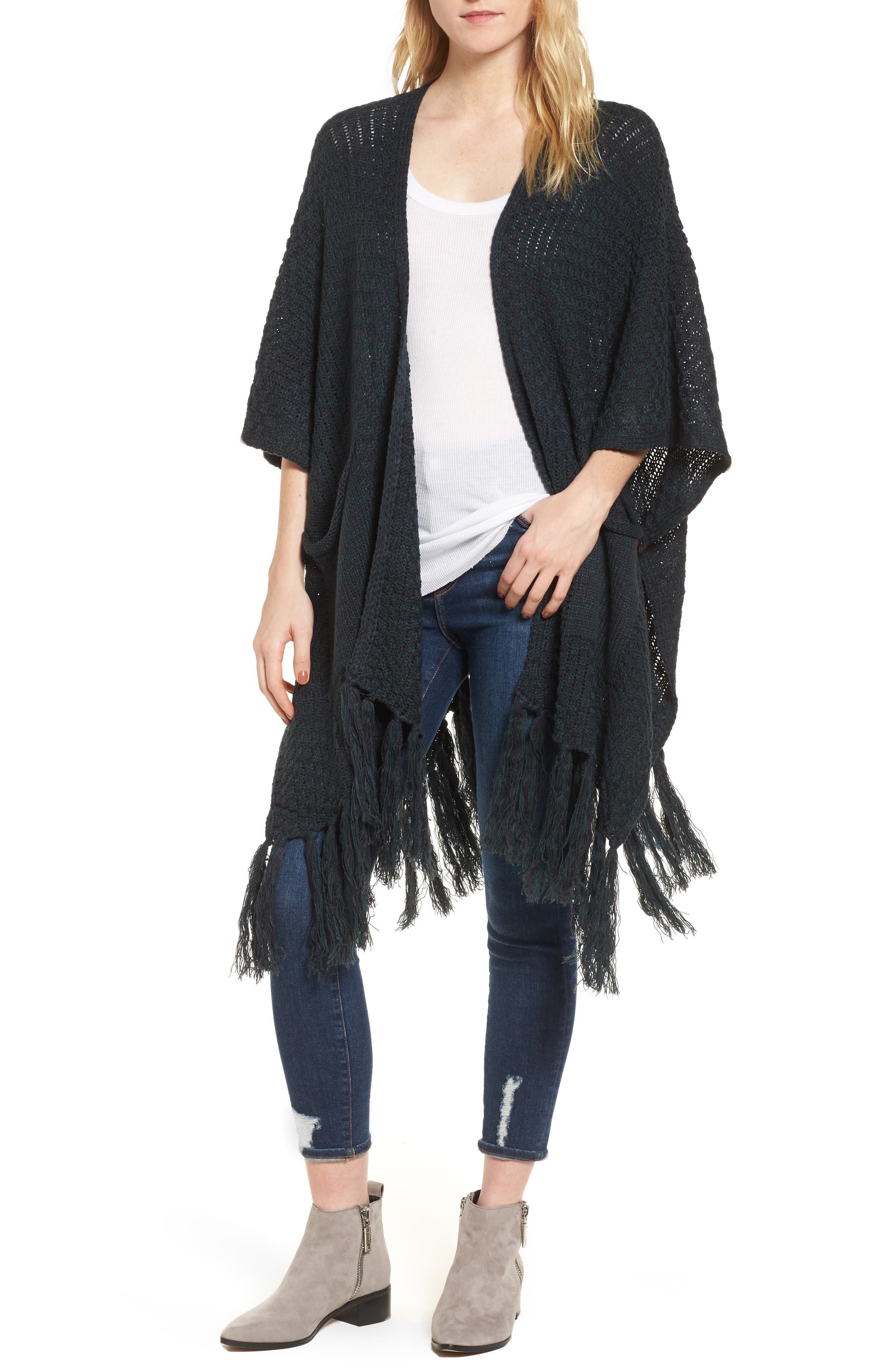 David & Young Cable Knit Ruana Nordstrom