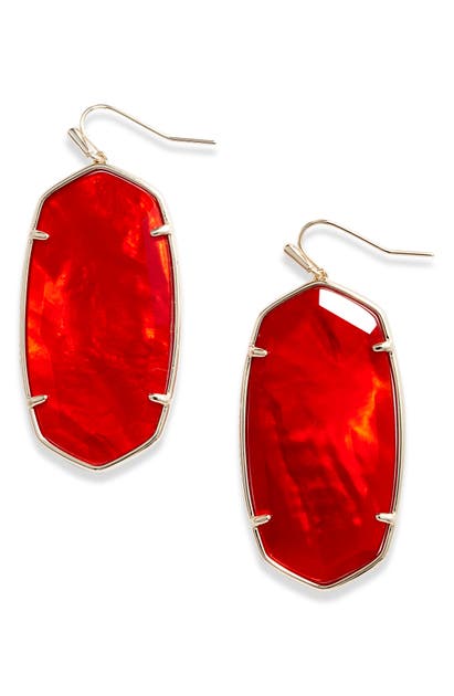 Kendra Scott Faceted Danielle Drop Earrings In Gold/ Cherry Red Illusion