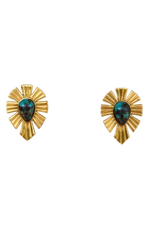 Gold & Bold Stud Earrings in Turquoise