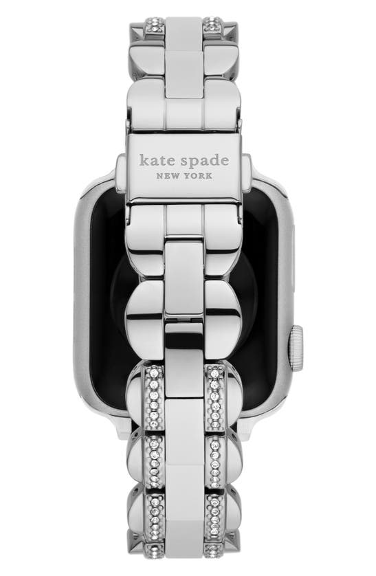 Shop Kate Spade New York Scallop 16mm Apple Watch® Pavé Bracelet Watchband In Stainless