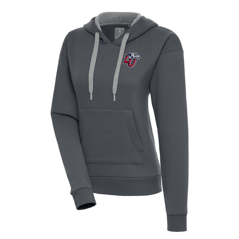 Shop Antigua Charcoal Liberty Flames Victory Pullover Hoodie