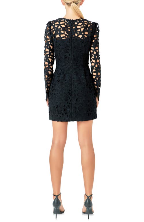 Endless Rose Floral Lace Long Sleeve Minidress In Black